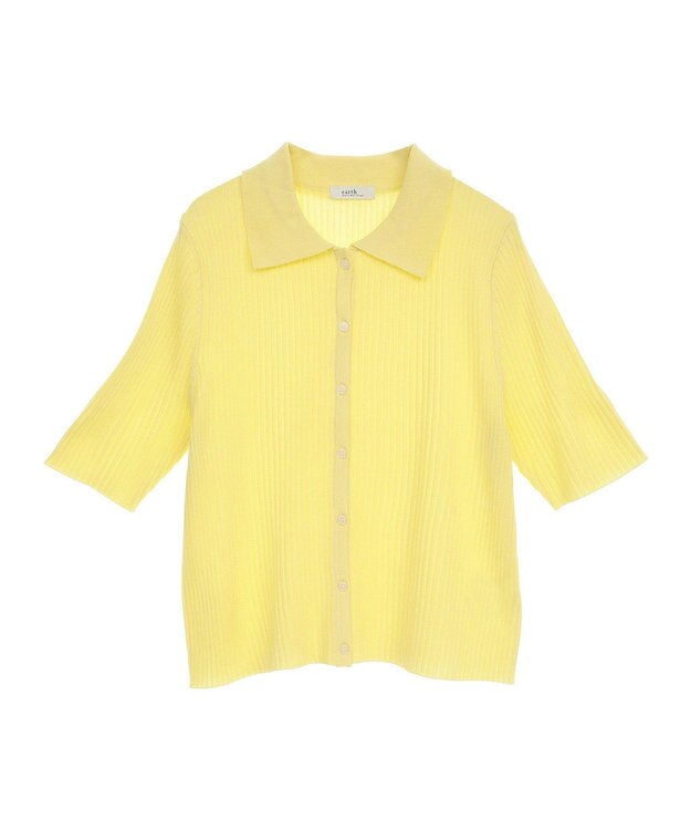 earth music&ecology リブニットカーディガン Yellow