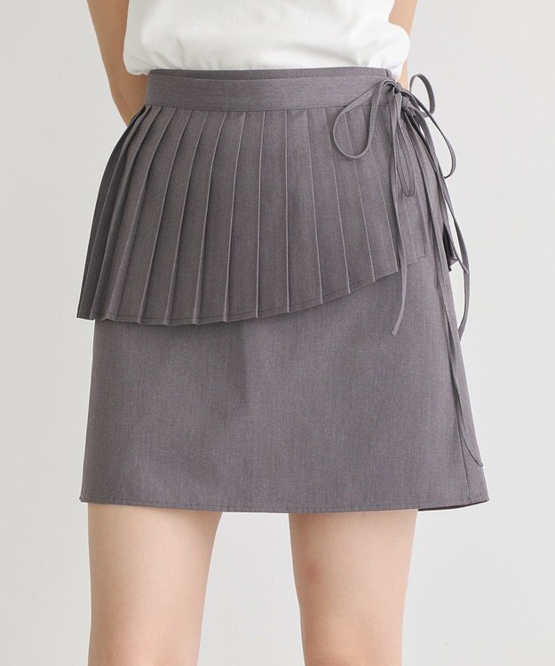 earth music&ecology ＳＥＴ２点プリーツラップスカート＋ミニスカート Gray