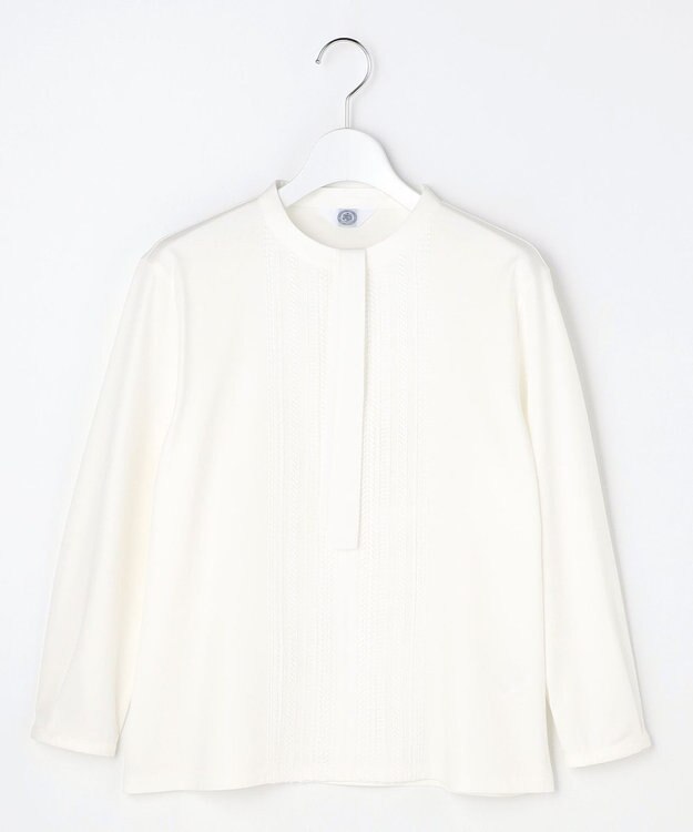 J.PRESS LADIES S レースコンビ ボウタイ カットソー ホワイト系