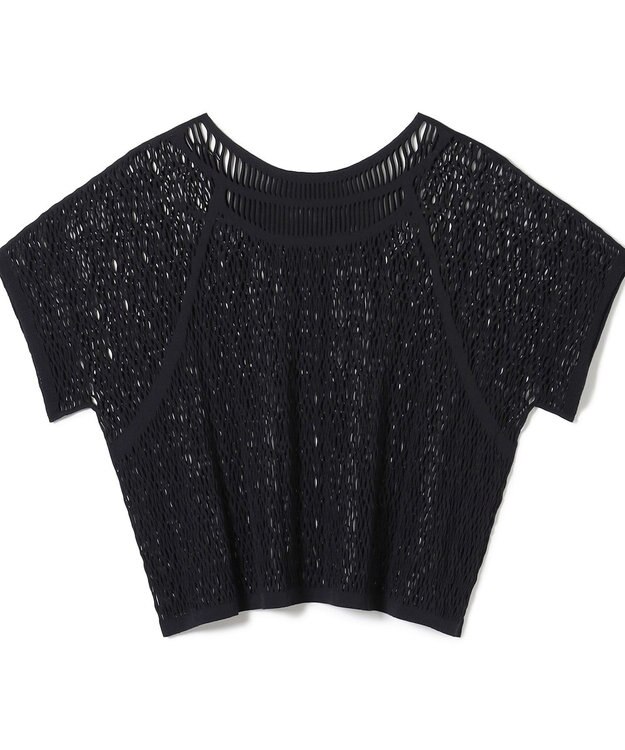 Chacott 【ノーソーイングニット】ランダムメッシュニットTシャツ ブラック