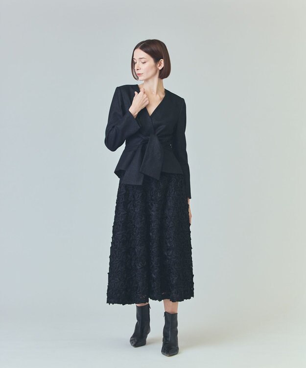 GRACE CONTINENTAL テープ刺繍レーススカート ブラック