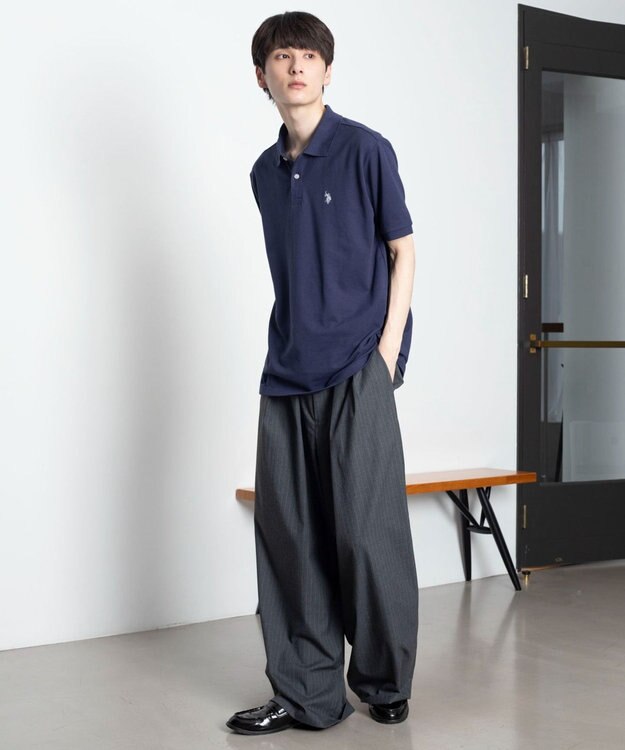 WEGO 【ユニセックス着用ITEM/SMLサイズ展開】U.S. POLO ASSN.別注ポロシャツ ネイビー
