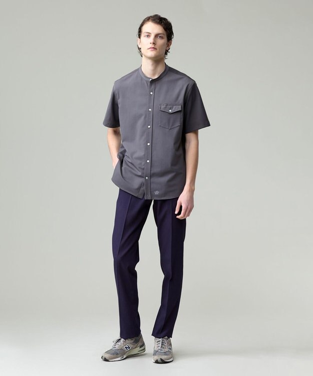 J.PRESS MEN 驚異的な機能性！【接触冷感 / UVカット / ストレッチ / 高通気性 / 防シワ】【MECHANICAL】ジャージーバンドカラー シャツ グレー系