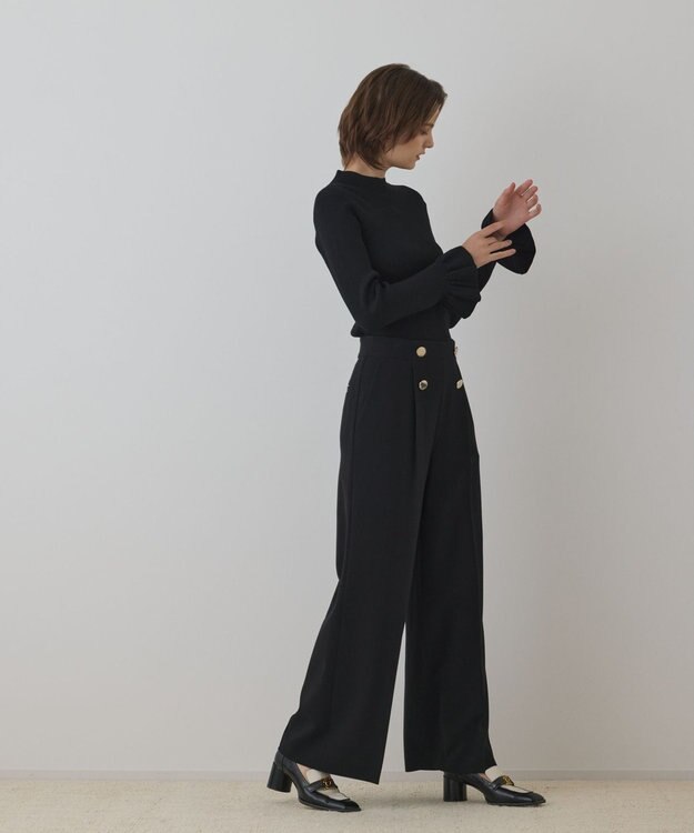 GRACE CONTINENTAL ラメリブニットトップ ブラック