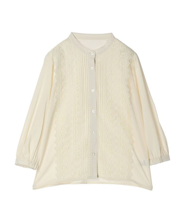 earth music&ecology フロントレースシフォンブラウス Light Yellow