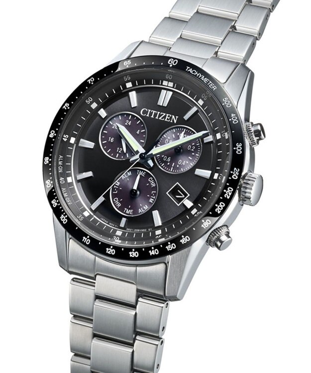 CITIZEN 【人気のクロノグラフシリーズ】電池交換不要クロノグラフ腕時計 ブラック