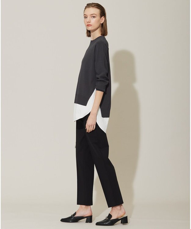 ICB 【洗える】 クロスコンビ ニットプルオーバー チャコール系