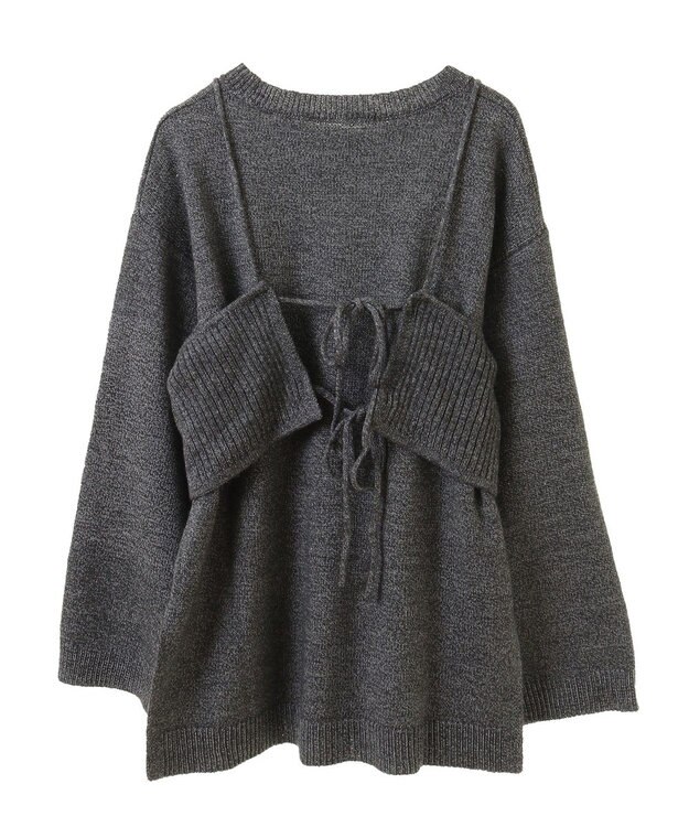 Green Parks ＳＥＴ２点　ニットキャミ＋ニットチュニック Gray Mixture