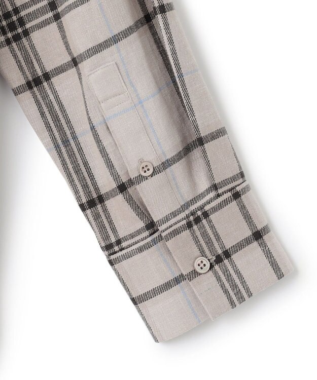 ICB 【洗える】コットンカポックチェック シャツ アイボリー系チェック柄