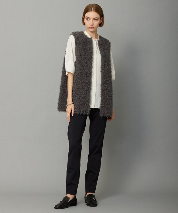 ICB 【リバーシブル着用可能】フェイクムートン ジレ チャコール系