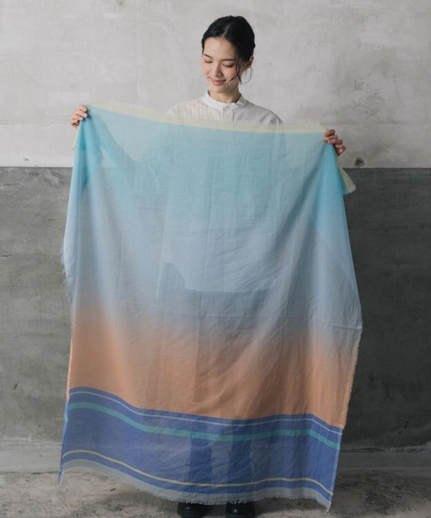 POLS 播州織 極細コットンストール ブルー