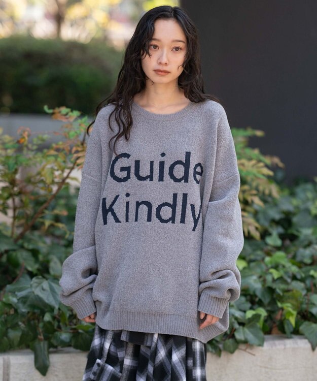 WEGO 【ユニセックス着用ITEM】ベロアモールグラフィックプルオーバー グレー