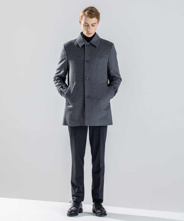 JOSEPH HOMME 【新素材】ライトウールシャギー　ステンカラーコート グレー系