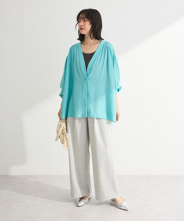 Green Parks リブドッキングシアーシャツ Blue