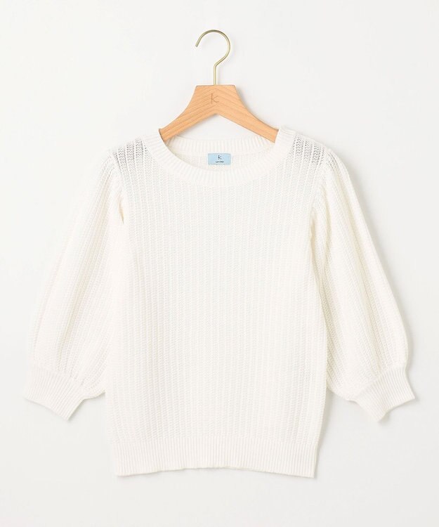 組曲 S 【洗える】CHAIギャザースリーブ ニット アイボリー系