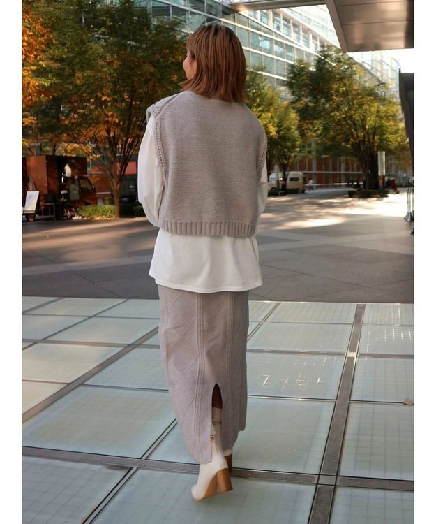 Green Parks ケーブルニットベスト Light Gray