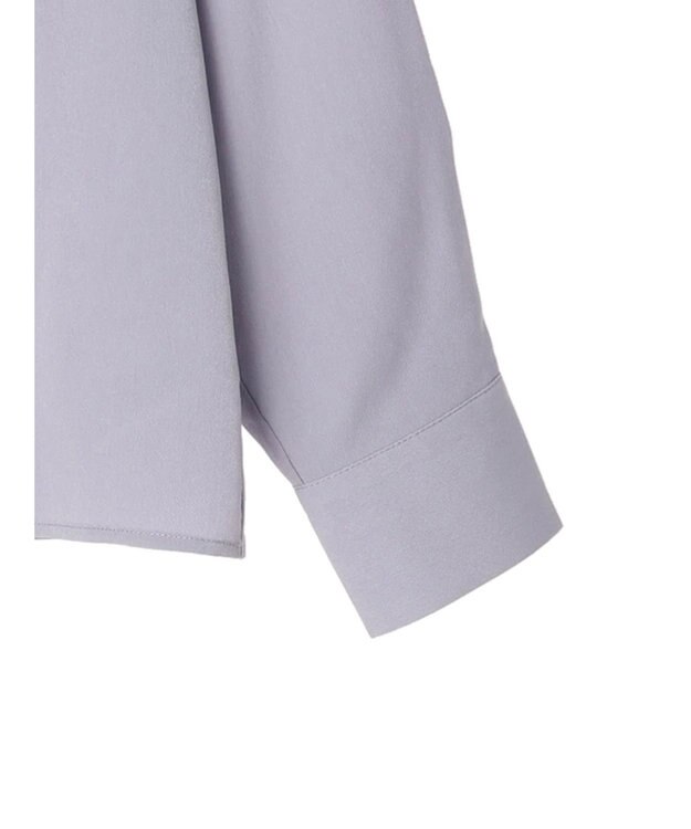 earth music&ecology バンドカラーブラウス Grayish Blue