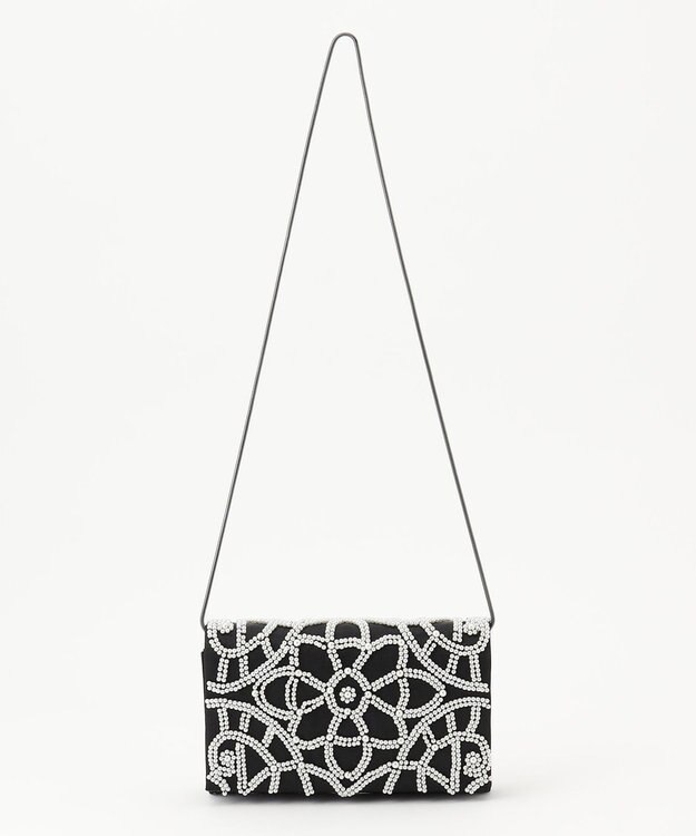 GRACE CONTINENTAL パールフラワークラッチバッグ ブラック