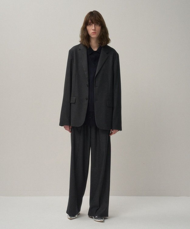 ATON MERINO COLLEGE FLANNEL | テーラードジャケット - UNISEX CHAROCAL TOP