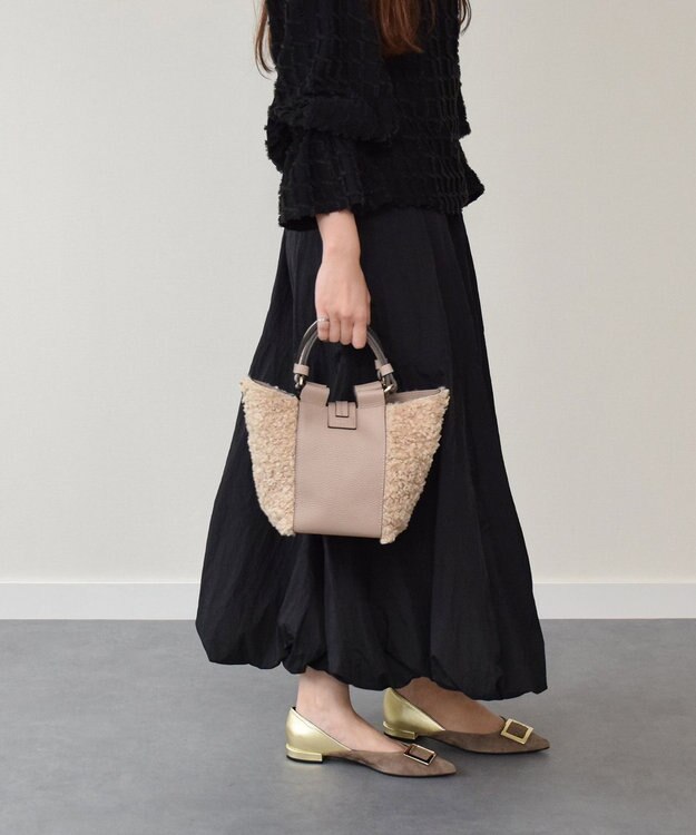 INTER-CHAUSSURES 【LORISTELLA】異素材コンビハンドバッグ オークコンビ