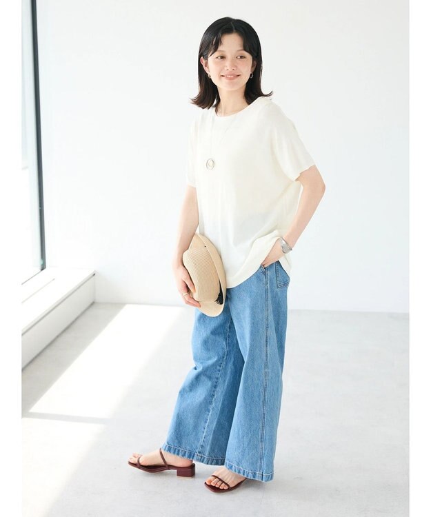 CRAFT STANDARD BOUTIQUE UVカット/接触冷感/洗える/ 半袖ニットプルオーバー Ivory