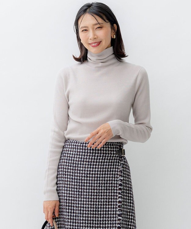 23区 【洗える】ウーステッドウール タートルネック ニット ベージュ系