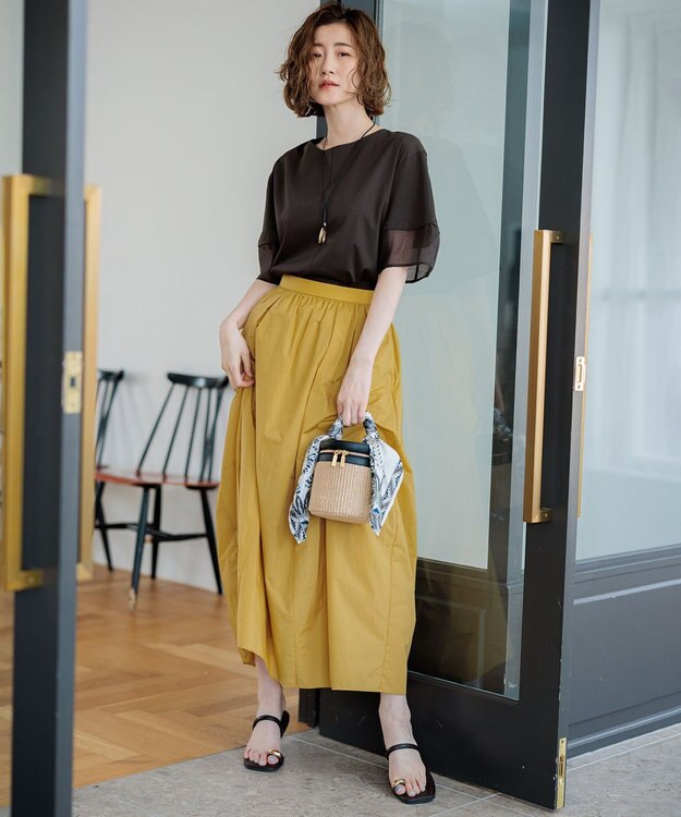 23区 S 【GLOW8月号掲載/洗える】スムースコンビジャージー ランタンスリーブ カットソー ブラウン