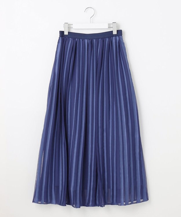 自由区 【XSサイズ～/洗える/セット可】オパールストライプ ランダムタックスカート ダルブルー系