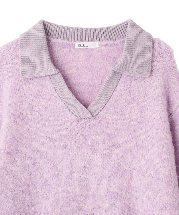 CRAFT STANDARD BOUTIQUE 配色Vネックニットプルオーバー Charcoal Gray