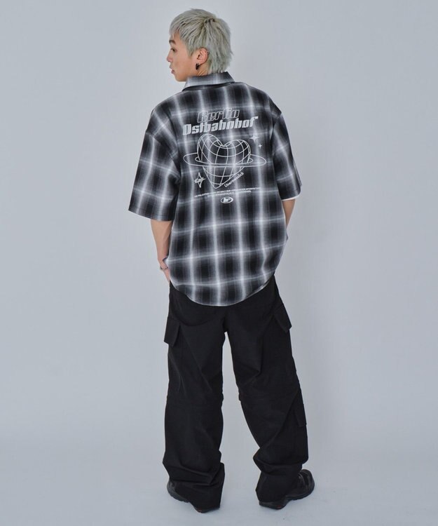 WEGO 【ユニセックス着用ITEM】グラフィックオンブレチェックシャツ（SS） ブラックチェック1