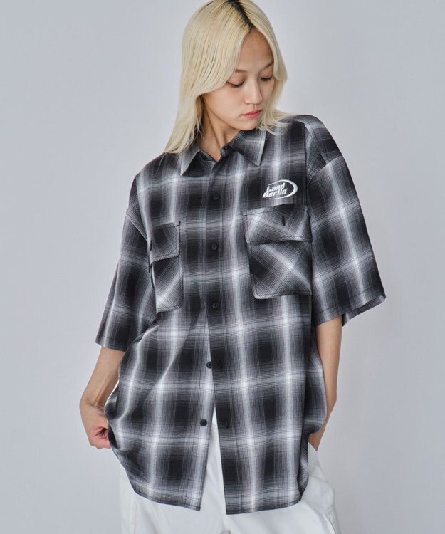 WEGO 【ユニセックス着用ITEM】グラフィックオンブレチェックシャツ（SS） ブラックチェック1