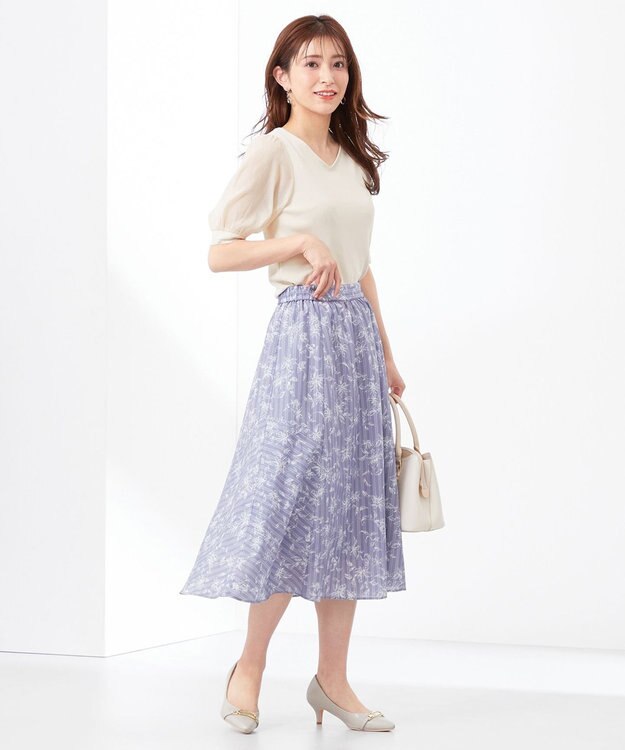 ANY SIS L 【洗える】シアースリーブコンビ ニット アイボリー