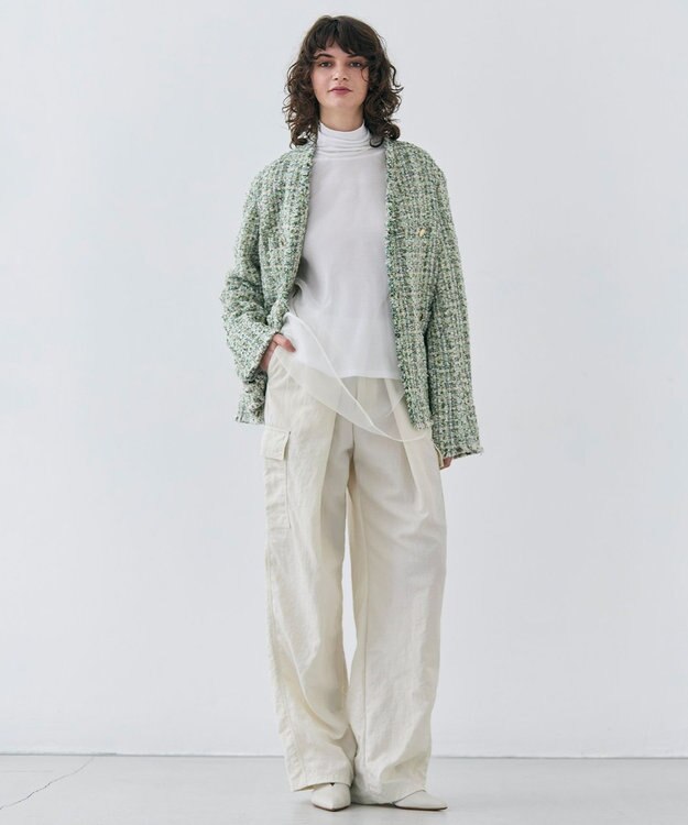 BEIGE， ERICA / シルクシースルークルーネックブラウス Ecru