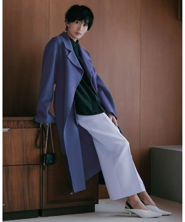 ICB 【洗える】トリプルクロスツイル ワイドパンツ スカイブルー系