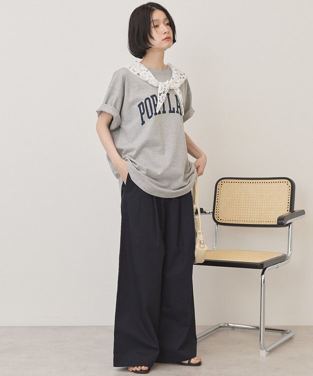 AMERICAN HOLIC PORTLAND裾ラウンドTシャツ Light Gray Mixture