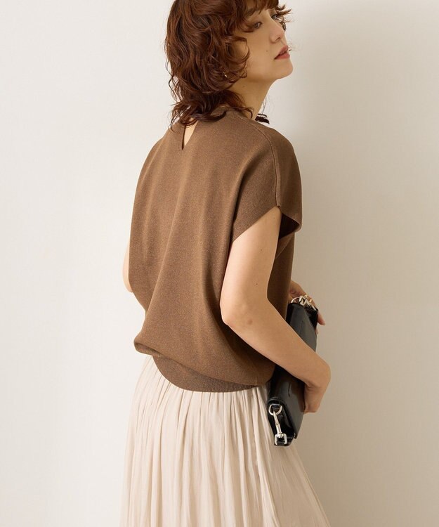 AMERICAN HOLIC 【WEB限定】接触冷感ラメフレンチスリーブニットプルオーバー Brown