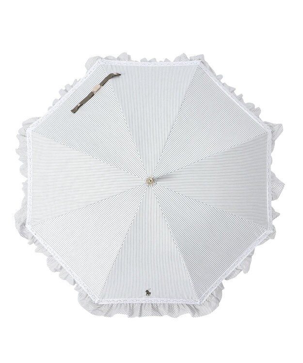 MOONBAT 【遮光/晴雨兼用】POLO RALPH LAUREN （ポロラルフローレン） 長傘 晴雨兼用日傘 ストライプフリル 遮光 遮熱 UV カーキー