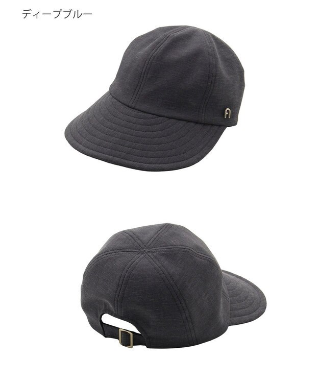 MOONBAT 【遮光100％/遮熱/UVカット】FURLA(フルラ)アーチロゴ ロングつば キャップ 帽子  手洗い可能/日本製 ディープブルー