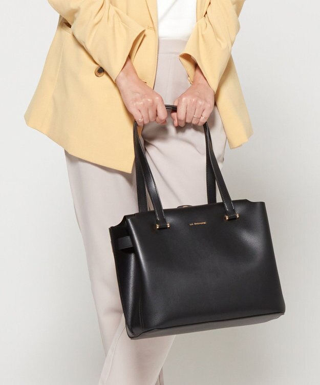 LA BAGAGERIE コンビカラーA4トートバッグ ブラック