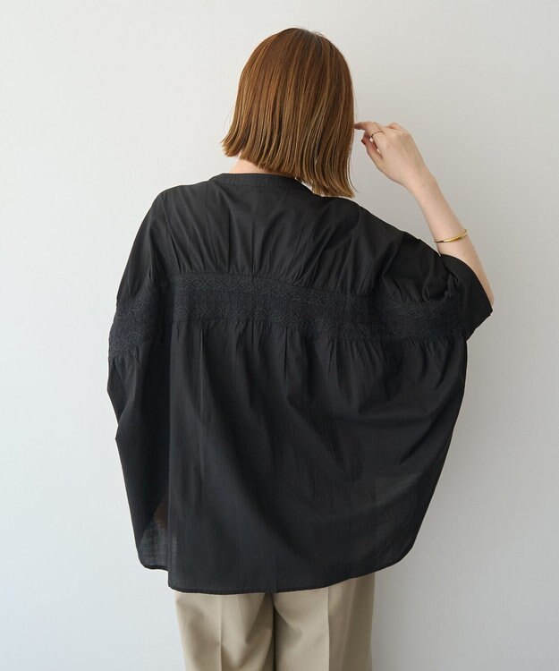 YECCA VECCA バック刺繍バンドカラーシャツ Black