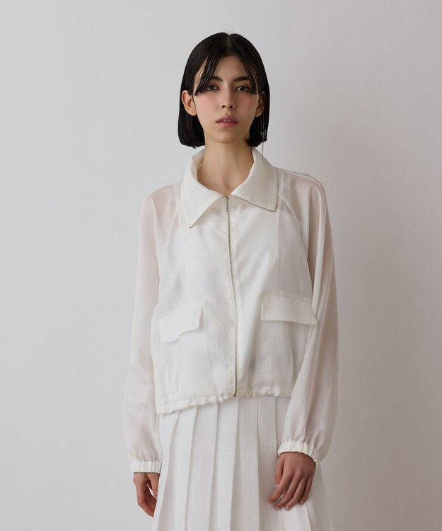 GRACE CONTINENTAL ブライトメッシュブルゾン ホワイト