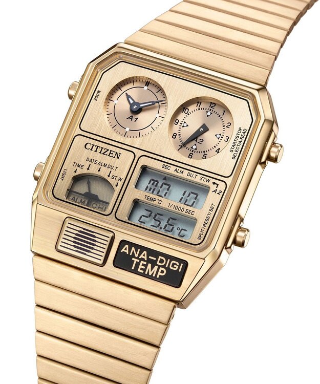 CITIZEN 【レトロなアナデジ限定モデル】Metallic ANA-DIGI TEMP（メタリック アナデジテンプ）JG2101-51H ゴールド