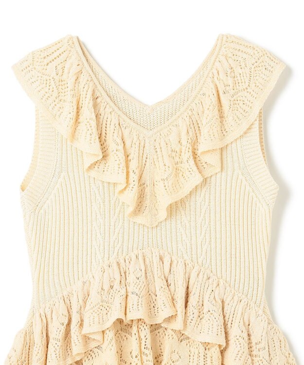 GRACE CONTINENTAL ミックスフリルニットトップ キナリ