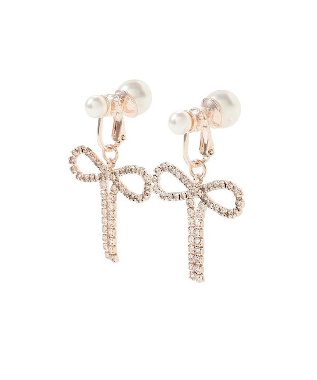 Maison de FLEUR ダイヤレーンリボンイヤリング Pink Gold