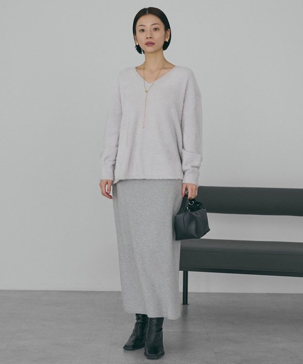 AMERICAN HOLIC バイパチリブニットタイトスカート Gray Mixture