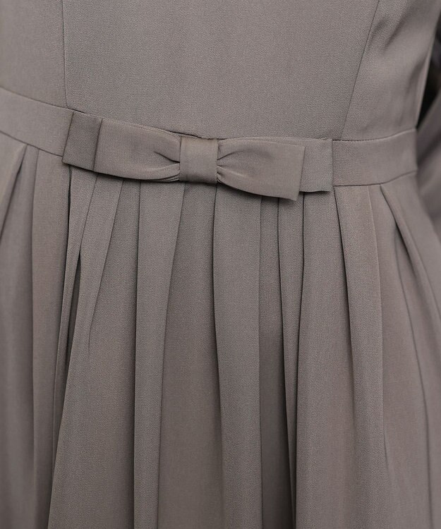 Tiaclasse 【洗える】  リボンギャザーフレアワンピース モカ