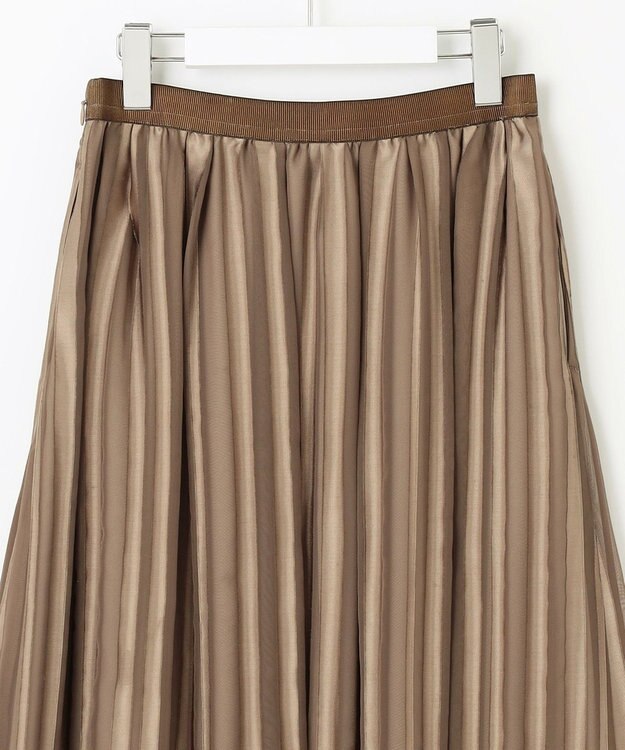 自由区 【XSサイズ～/洗える/セット可】オパールストライプ ランダムタックスカート キャメル系