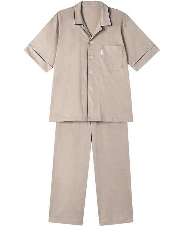 ワコール／睡眠科学 パジャマ 5分袖 半袖 8分丈 綿100%(本体) 天竺素材 メンズ YGT151 睡眠科学／ワコール ベージュ