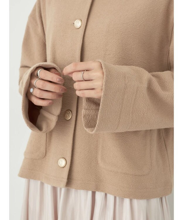 earth music&ecology 金釦スラブカーディガン Beige