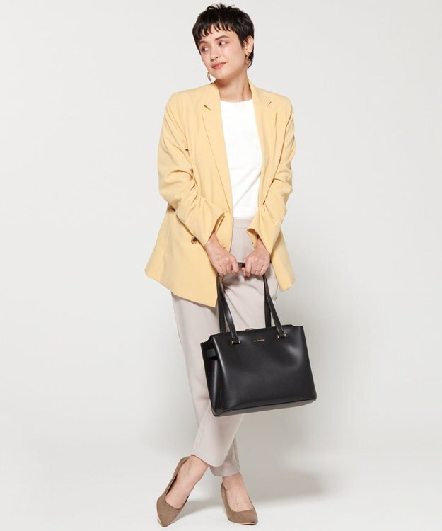 LA BAGAGERIE コンビカラーA4トートバッグ ブラック